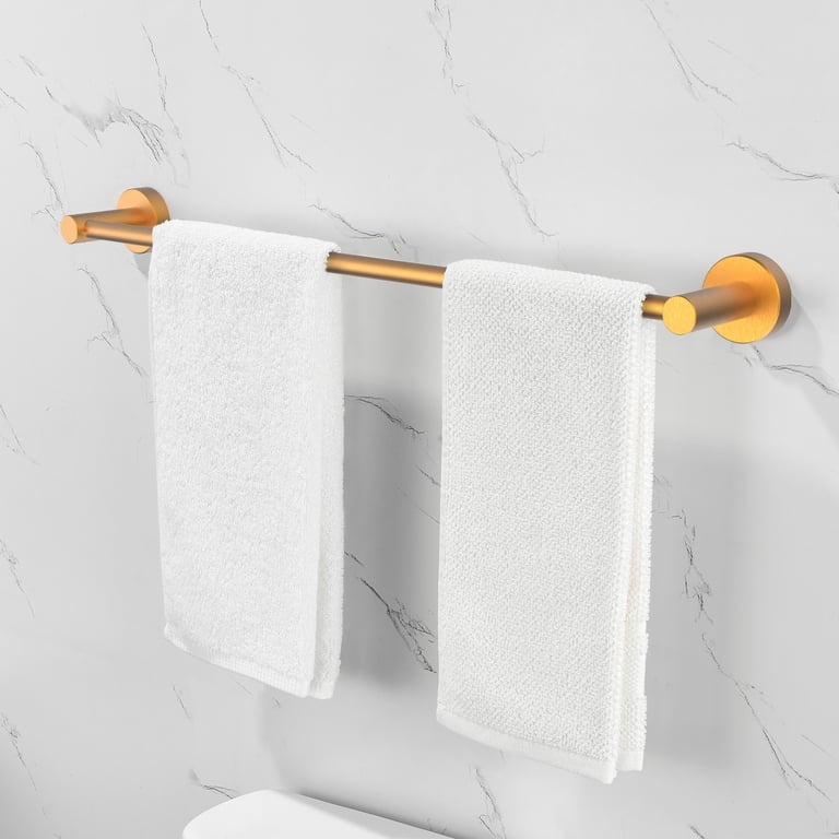 Tcbosik Bath Towel Bar Expandable 16"-27" Towel Rack Aluminum Thicken Towel  Hanger Wall Mount for Bathroom Kitchen, Gold