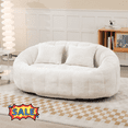 thumbnail image 1 of Tcbosik Bean Bag Chair for Adults, Soft Upholstered Loveseat, 2-Seater Sofa for Living Room, Bedroom, Cozy Reading Chair, Beige, 1 of 11