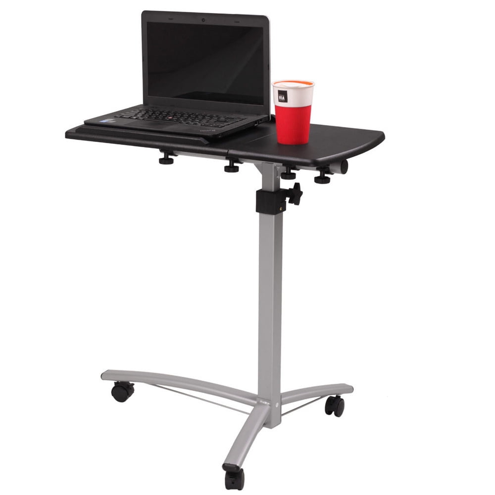 Tcbosik Bedside Desk, Mobile Rolling Laptop Stand, Tilting Overbed