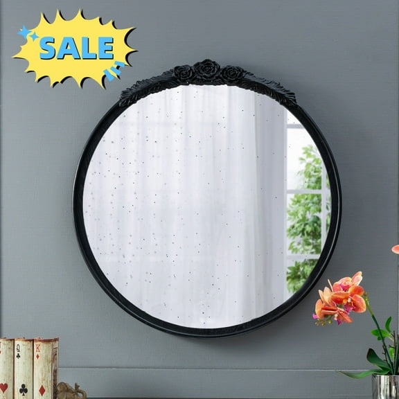 Tcbosik Black Round Mirror, 30" Circle Wall Mounted Mirror for Bedroom, Bathroom, Entryway, Living Room