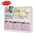 thumbnail image 1 of Tcbosik Bookshelf with 3 Collapsible Fabric Drawers, Bookcase with Open Shelves, Display Rack for Small Space, Storage Organizer for Bedroom, Hallway, Living Room, White+Pink, 1 of 9
