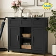 thumbnail image 1 of Tcbosik Buffet Sideboard with 2 Doors and 3 Drawers, Coffee Bar Cabinet with Adjustable Shelves, Free Standing Storage Cabinet, Accent Cabinet for Kitchen, Living Room, Dining Room, Black, 1 of 6
