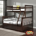 thumbnail image 1 of Tcbosik Bunk Bed Twin Over Full with 2 Storage Drawers, Wood Bed Frame with Ladder and Guardrails for Small Space, Easy Assembly, Espresso, 1 of 8