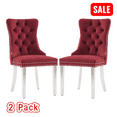 thumbnail image 1 of Tcbosik Button Tufted Dining Chairs Set of 2, Upholstered Velvet Accent Chair with Metal Legs for Living Room, Kitchen, Easy Assembly, Wine Red & Silver, 1 of 11