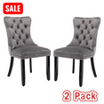 thumbnail image 1 of Tcbosik Button Tufted Dining Chairs Set of 2, Upholstered Velvet Chair with Button Tufted Back & Solid Wood Legs for Living Room, Kitchen, Gray & Black, 1 of 10
