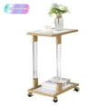 thumbnail image 1 of Tcbosik C-Shape Side Table with Lockable Wheels and Glass Top, Acrylic End Table with Metal Frame, Snack Table for Small Space, Living Room, Bedroom, Golden, 1 of 9