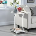 thumbnail image 1 of Tcbosik C-Shape Side Table with Glass-Top, Movable Acrylic End Desk for Living Room, Silver, 1 of 9