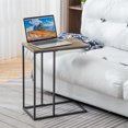 thumbnail image 1 of Tcbosik C-Shaped End Table for Couch and Bed, Snack Sofa Side Table with Metal Frame, Brown, 1 of 7