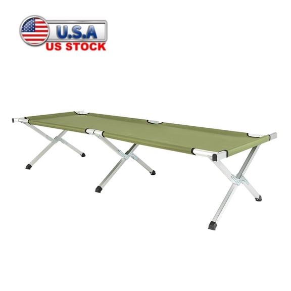 Tcbosik Camping Cots for Adults Sleeping, Portable Folding Cot with Carry Bag for Camping Beach Lounging BBQ Hiking Office, Army Green