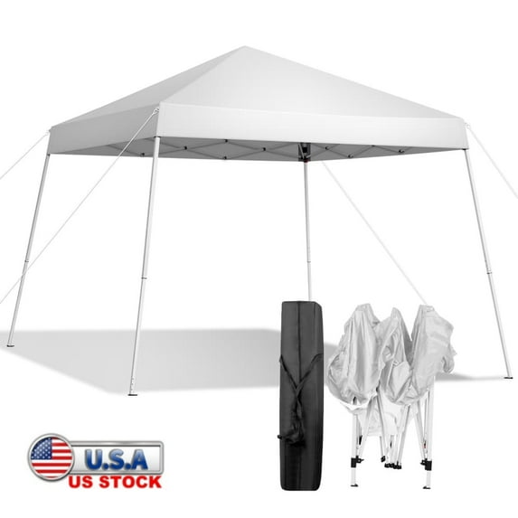 Tcbosik 10' x 10' Canopy Tent with Carry Bag for Outdoor, Gazebo for Garden, Patio, Beach, Lawn, Backyard, White
