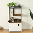 thumbnail image 1 of Tcbosik Cat Litter Box Enclosure, Hidden Litter Box Furniture with Cat Tree Tower and Scratching Pad, Hidden Cat Washroom with Cat Bowls, Indoor Cat House, White, 1 of 7