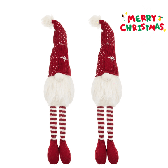 Tcbosik 2pcs Christmas Gnomes Decorations, Plush Elf Ornaments for Home Tabletop, White & Red