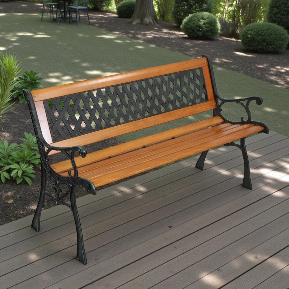 Grid Bench Tcbosik Classic Grid Back Garden Bench, 49.5 Inch Outdoor Bench with ...