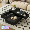 thumbnail image 1 of Tcbosik Coffee Table with 3 Storage Drawers, 33" Square Cocktail Table with Solid Wood Legs, Mid Century Modern Center Table for Living Room, Easy Assembly, Black, 1 of 10