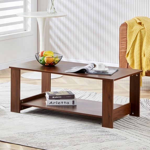 Tcbosik Coffee Table with Storage Shelf for Living Room, 2-Tier Tea ...