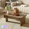 thumbnail image 1 of Tcbosik Coffee Tables Set of 2 with Splicing Design, Rectangular Cocktail Table, Minimalist Center Table for Living Room, Bedroom, Natural, 1 of 9