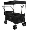 thumbnail image 1 of Tcbosik Collapsible Wagon with Removable Canopy, Heavy Duty Foldable Beach Storage Cart with Brake and All-Terrain Wheels, Outdoor Utility Cart with Ice Pack Frame and 2 Cup Holders, Black, 1 of 7