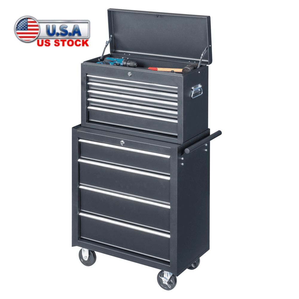 Tcbosik Combined Metal Tool Chest, 9 Drawers Rolling Tool Chest on