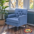 thumbnail image 1 of Tcbosik Comfy Accent Chair, Upholstered Armchair with Wood Legs, Single Sofa Chair, Reading Chair for Living Room, Bedroom, Blue, 1 of 7