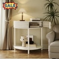 thumbnail image 1 of Tcbosik Console Table with 2 Drawers, Semi-Circle Entryway Table with Open Shelf, Half-Moon Foyer Table for Living Room, Hallway, Easy Assembly, Cream White, 1 of 8