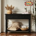thumbnail image 1 of Tcbosik Console Table with 2 Storage Drawers, Entryway Table with Open Shelf, 35.5 inch Behind Couch Table for Living Room, Hallway, Easy Assembly, Black, 1 of 10