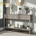 thumbnail image 1 of Tcbosik Console Table with 4 Storage Drawers & Bottom Shelf, Rustic Distressed Accent Sofa Table for Entryway/Hallway, Assembly Required, 60"L x 11"W x 34"H, Gray Wash, 1 of 8