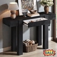 thumbnail image 1 of Tcbosik Console Table with Charging Station and Storage Drawer, 47.2" Narrow Entryway Table, Behind Couch Table for Living Room, Hallway, Easy Assembly, Black, 1 of 9