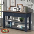 thumbnail image 1 of Tcbosik Console Table with Open Shelves and 3 Storage Drawers, Farmhouse Sofa Table, Accent Table for Entryway, Hallway, Foyer, Living Room, Space Saving, Navy Blue, 1 of 11