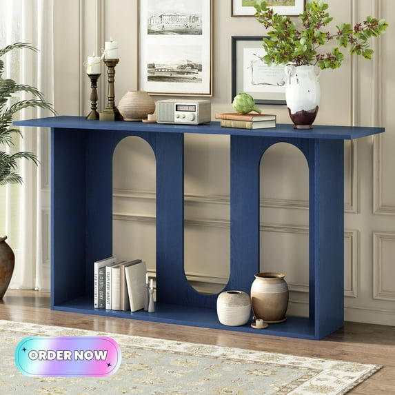 Tcbosik Console Table, Sofa Table with Storage Shelf, 60" Long Entryway Table for Living Room, Hallway, Foyer, Easy Assembly, Navy Blue