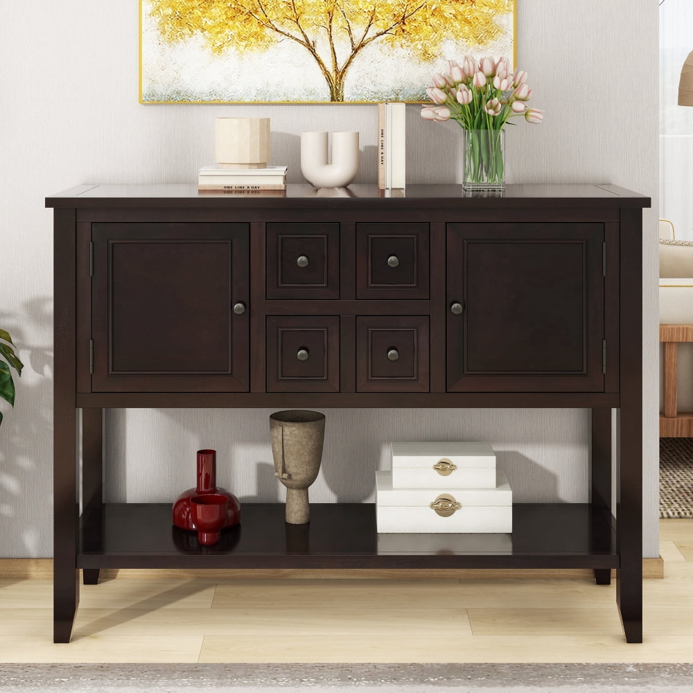 Tcbosik Console Table with Storage, Behind Couch Table with 4 Drawers, 45 inch Long Sofa Table ...
