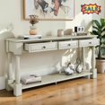 thumbnail image 1 of Tcbosik Console Table with 3 Drawers, 63 Inch Entryway Table with Open Shelf, Narrow Sofa Table for Living Room, Hallway, Foyer, Antique White, 1 of 11