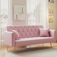 thumbnail image 1 of Tcbosik Convertible Sofa Bed, Modern Upholstered Velvet Couch with Adjustable Back, Loveseat for Bedroom, Living Room, Easy Assembly, Pink, 1 of 7