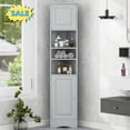 thumbnail image 1 of Tcbosik Corner Cabinet with Adjustable Shelves, 66.9" Tall Storage Cabinet with 2 Doors, Bathroom Cabinet for Living Room, Kitchen, Easy Assembly, Grey, 1 of 9
