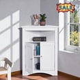 thumbnail image 1 of Tcbosik Corner Storage Cabinet, Farmhouse Accent Cabinet with Adjustable Shelf, Buffet Sideboard with 2 Doors for Kitchen, Living Room, Bathroom, White, 1 of 8
