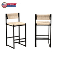 thumbnail image 1 of Tcbosik Counter Height Bar Chair, Hand Weave Barstool with Foorrest for Kichen Island, Bar & Counter (Set of 2, Creamy White), 1 of 10