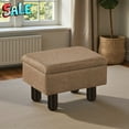 thumbnail image 1 of Tcbosik Cozy Brown Rectangular Storage Ottoman - Versatile Footrest, Seat, and Step Stool with Soft Linen Fabric - Fits Perfectly Under Desks and Tables, 1 of 7