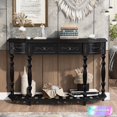 thumbnail image 1 of Tcbosik Curved Console Table, Modern Entryway Table with Open Shelf and 4 Storage Drawers, Sofa Table for Hallway, Living Room, Black, 1 of 9
