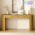 thumbnail image 1 of Tcbosik Curved Console Table with 2 Storage Drawers, 58.2" Entryway Table, Accent Sofa Table for Living Room, Easy Assembly, Natural, 1 of 8