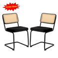 thumbnail image 1 of Tcbosik Dining Chairs Set of 2, Modern Velvet Upholstered Armless Chair, Rattan Accent Chair with Metal Legs for Kitchen, Living Room, Easy Assembly, Black, 1 of 7
