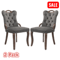 thumbnail image 1 of Tcbosik Dining Chairs Set of 2, Velvet Fabric Upholstered Kitchen Chair with Button Tufted Back & Solid Wood Legs for Living Room, Gray, 1 of 11