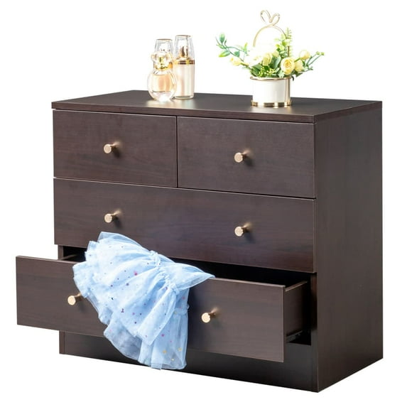 Tcbosik Dresser, Chest of Drawers for Bedroom, Modern Storage Organizer with 4 Drawers for Closet, Hallway, Living Room, Brown