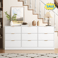 thumbnail image 1 of Tcbosik Dresser for Bedroom with 9 Drawers, 63" Wide Modern Chest of Drawers, Clothes Storage Organizer for Living Room, Hallway, Closet, White, 1 of 10