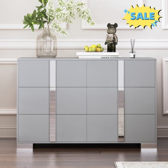Tcbosik Dresser with 6 Storage Drawers for Bedroom, Modern Chest of Drawers for Living Room, Entryway, Hallway, Gray
