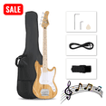 thumbnail image 1 of Tcbosik Electric Bass Guitar, 4 String Bass Guitar with Bag, Strap, Plectrum, Spanner Tool and Connecting Wire for Beginner, Burlywood, 1 of 11