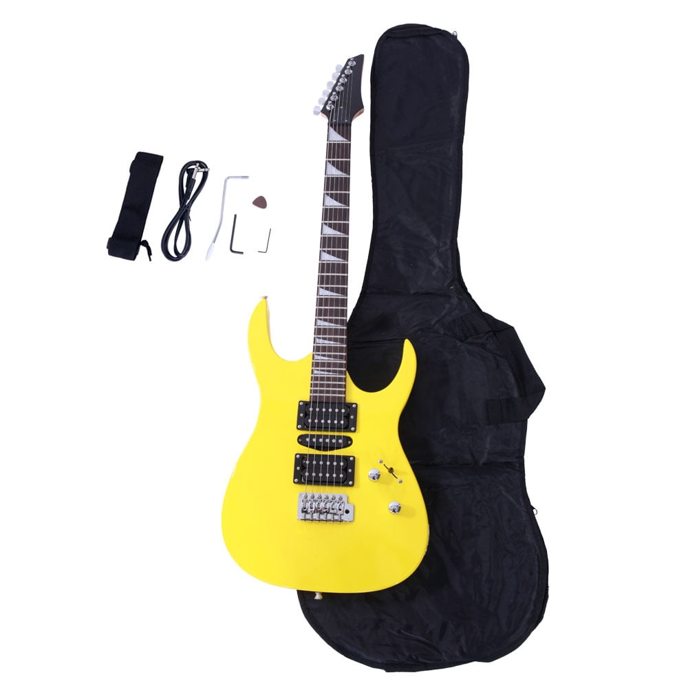 Tcbosik Electric Guitar for Beginner Starter with HSH Pickup, Bag, Strap, Amp Wire, Tremolo Arm, Plectrum and Tools, Yellow