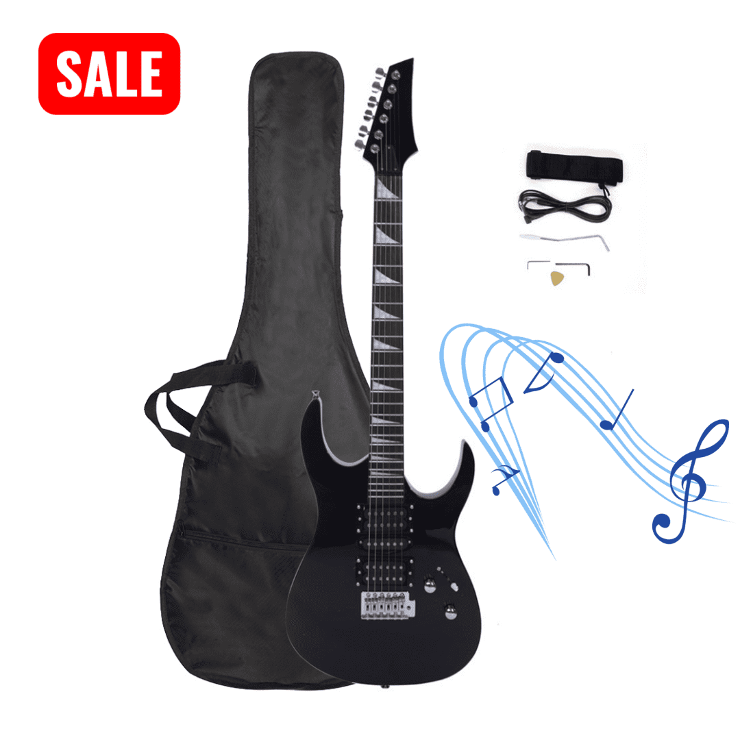 Tcbosik Electric Guitar with HSH Pickup for Beginner, 39" Guitar Starter Set with Bag, Strap, Paddle, Rocker, Cable and Wrench Tool for Adults, Black