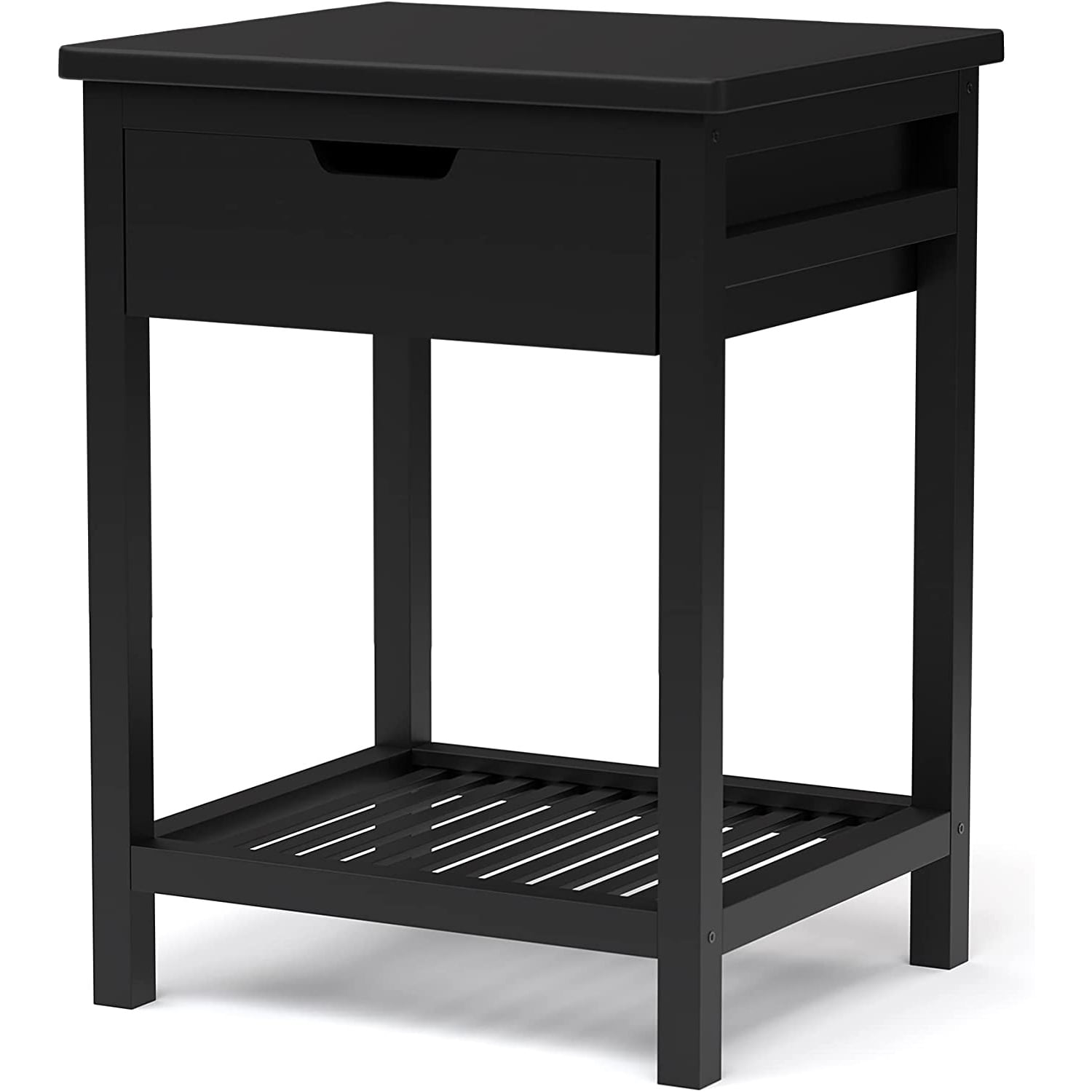 Tcbosik End Table with Open Shelf, Bedside Table with Drawer and ...