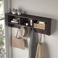 thumbnail image 1 of Tcbosik Entryway Wall Mounted Coat Rack with Steel Hooks and Storage Compartments, Home Organizer for Hallway, Mudroom, or Bedroom, Easy Assembly, 38.58"L x 7.87"W x 13.78"H, Espresso, 1 of 7