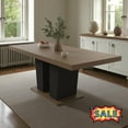 thumbnail image 1 of Tcbosik Extendable Dining Room Table for 6-10 Person, 63" - 78.7" Expandable Accent Table, Space Saving Farmhouse Kitchen Table, Brown & Beige, 1 of 8