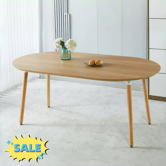 Tcbosik Extendable Dining Table, 39.3"-70.8" Kitchen Table, Writing Desk for Living Room, Oak & Natural